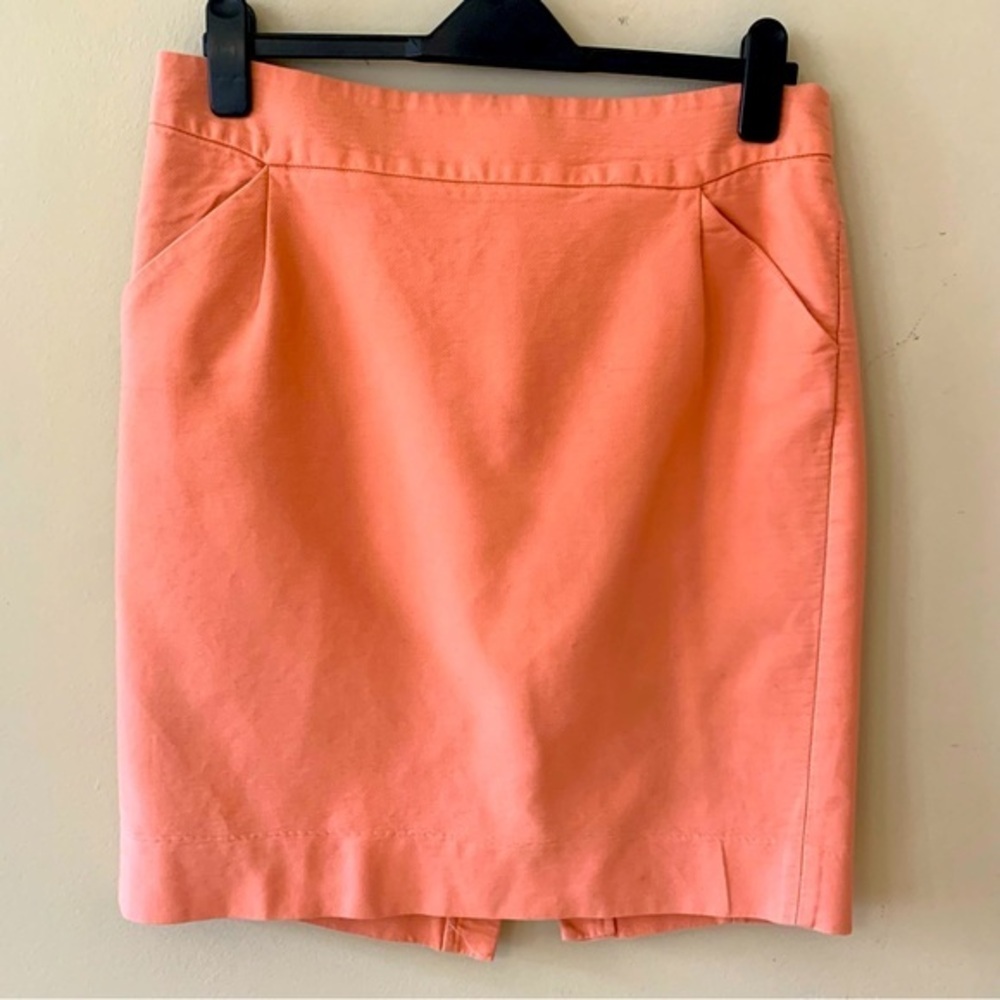 J. Crew No. 2 Pencil Skirt - Melon Pink Cotton Size 12
